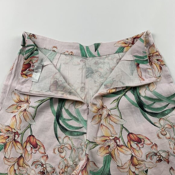 MONDAY Swimwear Peach Floral Linen High Rise Cropped Hampton Pant L - Picture 8 of 8